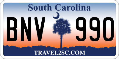 SC license plate BNV990