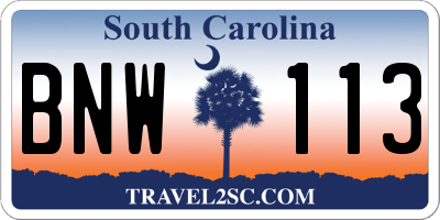 SC license plate BNW113