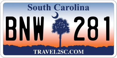 SC license plate BNW281