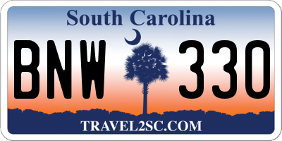 SC license plate BNW330