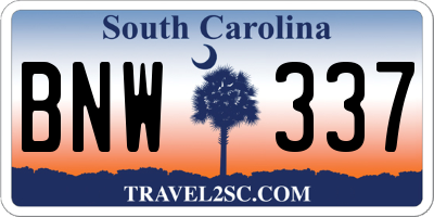 SC license plate BNW337