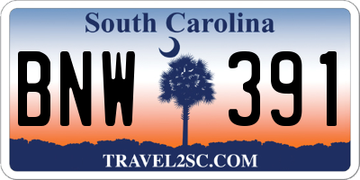 SC license plate BNW391