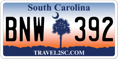 SC license plate BNW392