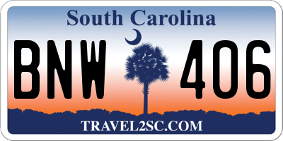 SC license plate BNW406