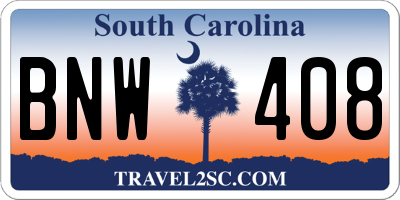 SC license plate BNW408