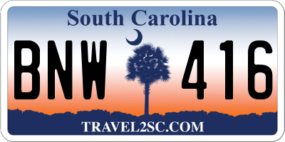 SC license plate BNW416