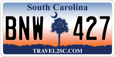 SC license plate BNW427