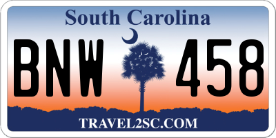 SC license plate BNW458