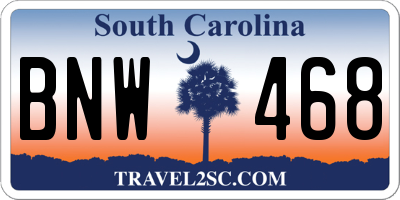 SC license plate BNW468