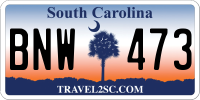 SC license plate BNW473