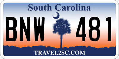 SC license plate BNW481