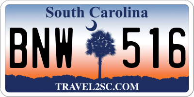 SC license plate BNW516