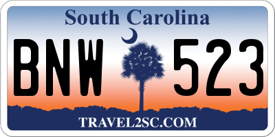 SC license plate BNW523