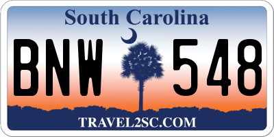 SC license plate BNW548