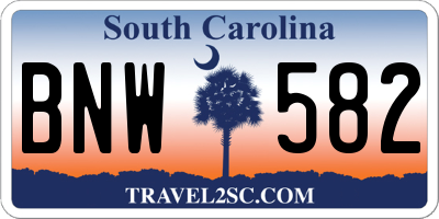 SC license plate BNW582