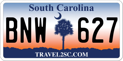 SC license plate BNW627