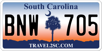 SC license plate BNW705