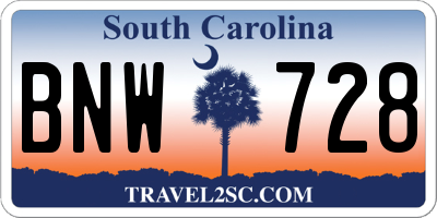 SC license plate BNW728