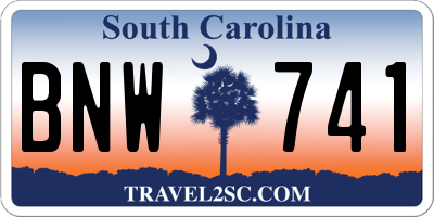 SC license plate BNW741