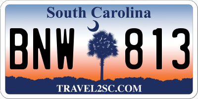 SC license plate BNW813