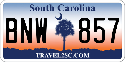 SC license plate BNW857