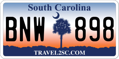 SC license plate BNW898