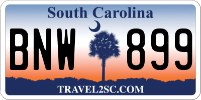SC license plate BNW899