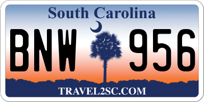 SC license plate BNW956