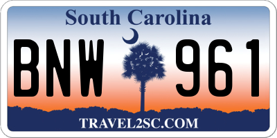 SC license plate BNW961