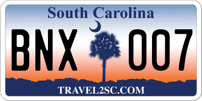 SC license plate BNX007