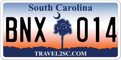 SC license plate BNX014