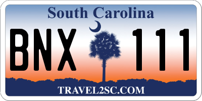 SC license plate BNX111