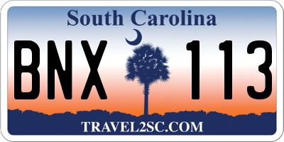 SC license plate BNX113