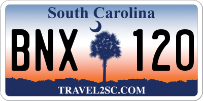 SC license plate BNX120