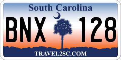 SC license plate BNX128