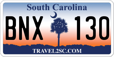SC license plate BNX130