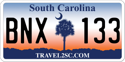 SC license plate BNX133