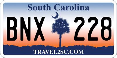 SC license plate BNX228