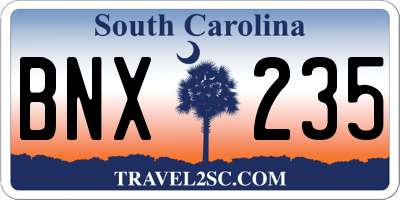 SC license plate BNX235