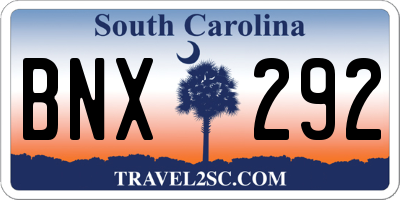 SC license plate BNX292