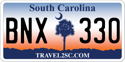 SC license plate BNX330