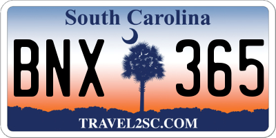 SC license plate BNX365