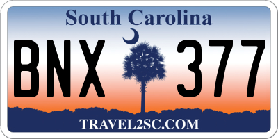 SC license plate BNX377