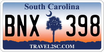 SC license plate BNX398