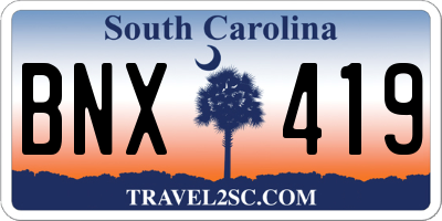 SC license plate BNX419