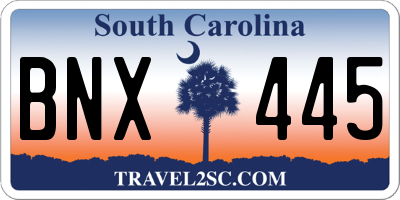 SC license plate BNX445