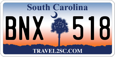 SC license plate BNX518