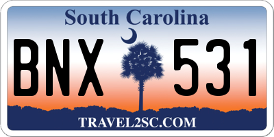 SC license plate BNX531