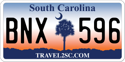 SC license plate BNX596