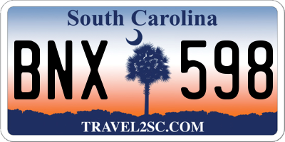 SC license plate BNX598